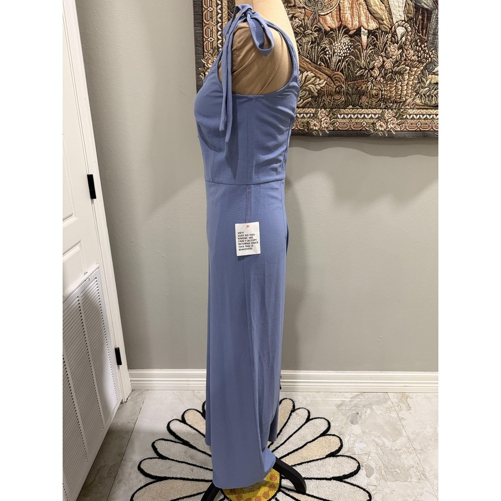ASOS DESIGN Jumpsuit Womens XS Blue Tie Strap Square Neck Wide Leg Casual - Picture 2 of 10